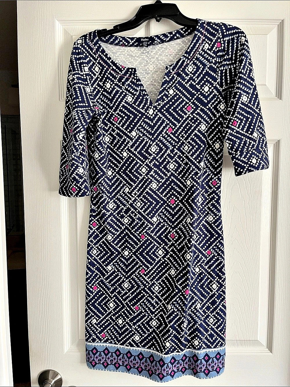 NWOT xs Hatley Geometric Mini Dress in Blue & Pink Size